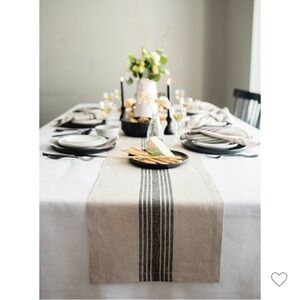 Solino Home Striped Linen Table Runner Black/Natural Cottage Farmhouse 14 x 46.5